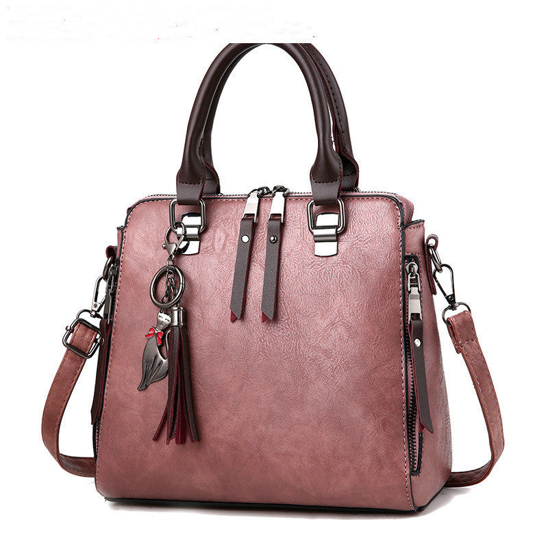 Vintage Handbag Women PU Leather Tassel Top-handle Bag Fashion Lady Tote Luxury Large Capacity Shoulder Bag